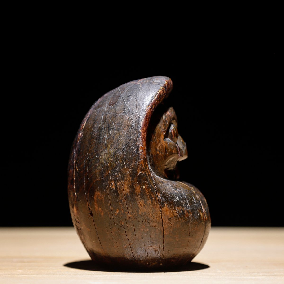 時代物 木彫り だるま木型 達磨 置物 骨董品 古道具 オブジェ アンティーク 時代物 木彫り だるま木型 達磨 置物 骨董品 古道具 オブジェ