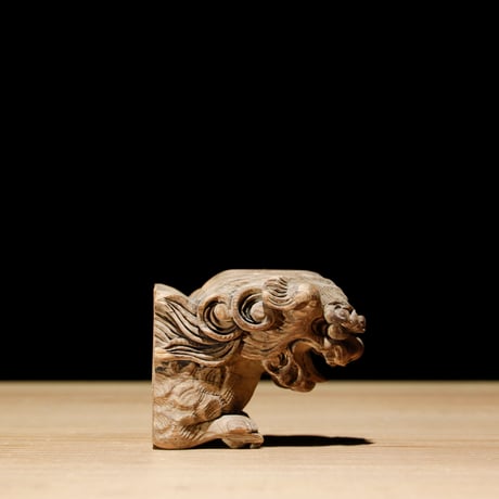 獅子頭 阿吽 木彫 江戸期