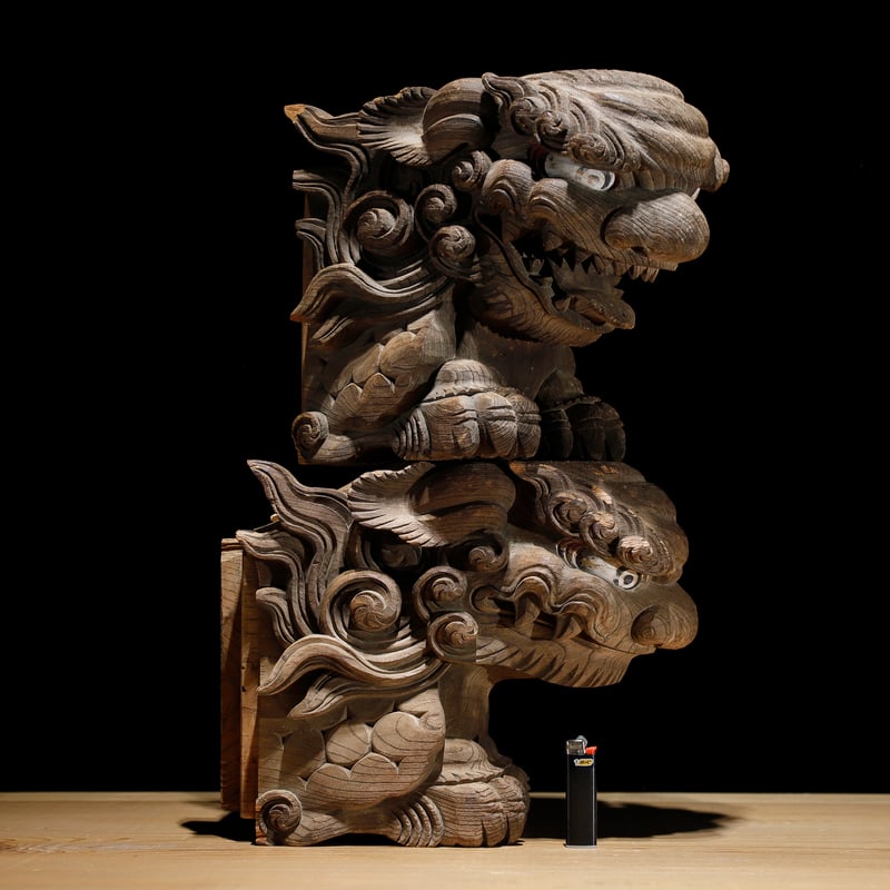 915『鉄釉 獅子狛犬 阿吽一対』　/骨董品 古美術 古玩 アンティーク 915『鉄釉 獅子狛犬 阿吽一対』 /骨董品 古美術 古玩