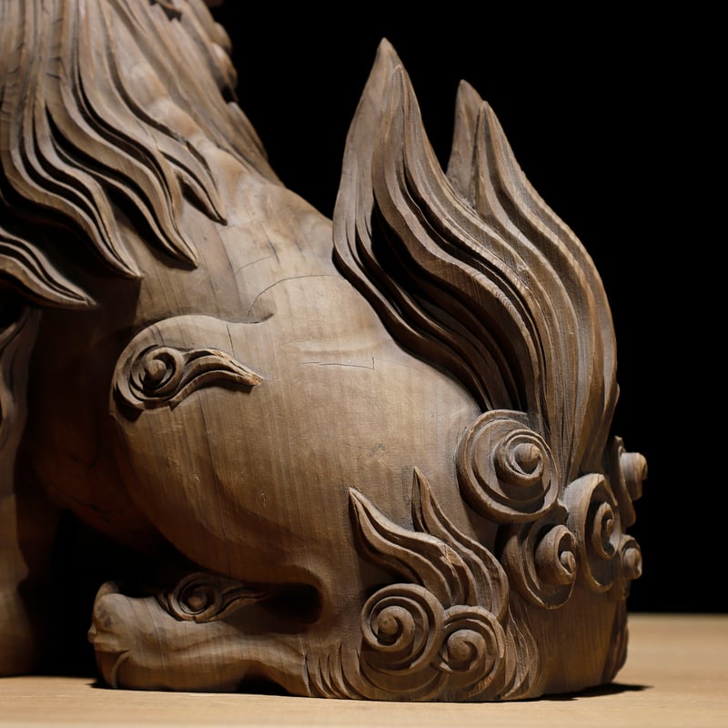 アンティーク 阿吽 木彫り 獅子狛犬 守護獣 魔除け 彫刻 時代物 骨董 アンティーク 阿吽 木彫り 獅子狛犬 守護獣 魔除け 彫刻 時代物