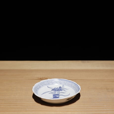 江戸幕末 染付小皿 蝙蝠柄