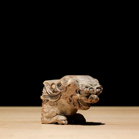 獅子頭 阿吽 木彫 江戸期