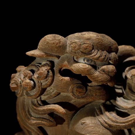 獅子 玉眼 木鼻 吽