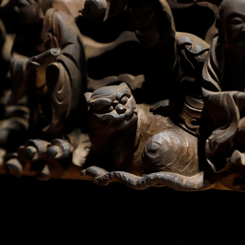 十六羅漢 木彫 欄間 | 古物屋 壱両