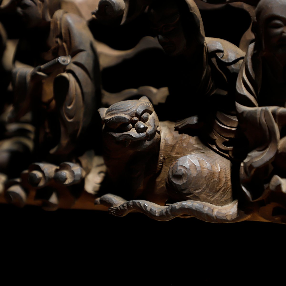 昭和中期 手彫り 木製 羅漢像 彫刻 昭和中期 手彫り 木製 羅漢像 彫刻