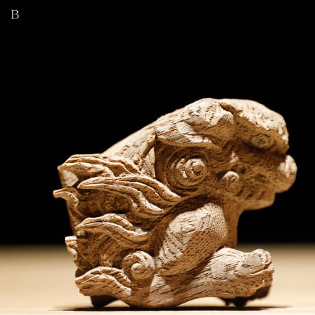獅子頭 阿吽 木彫