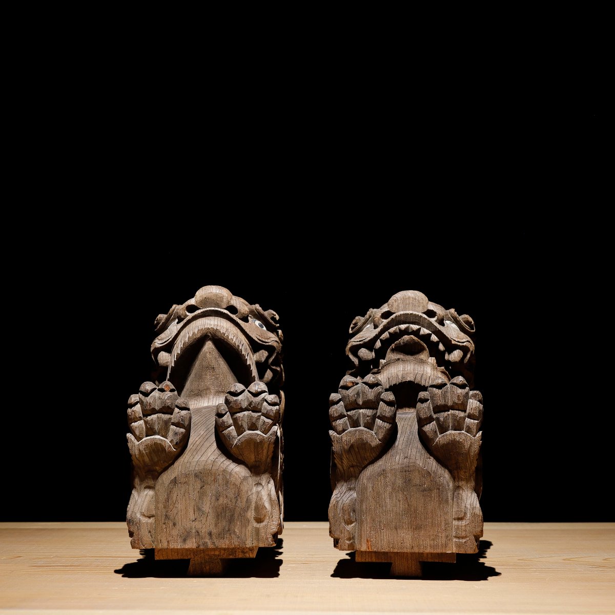 獅子と狛犬 陶人形 古美術 古道具 アンティーク 獅子 狛犬