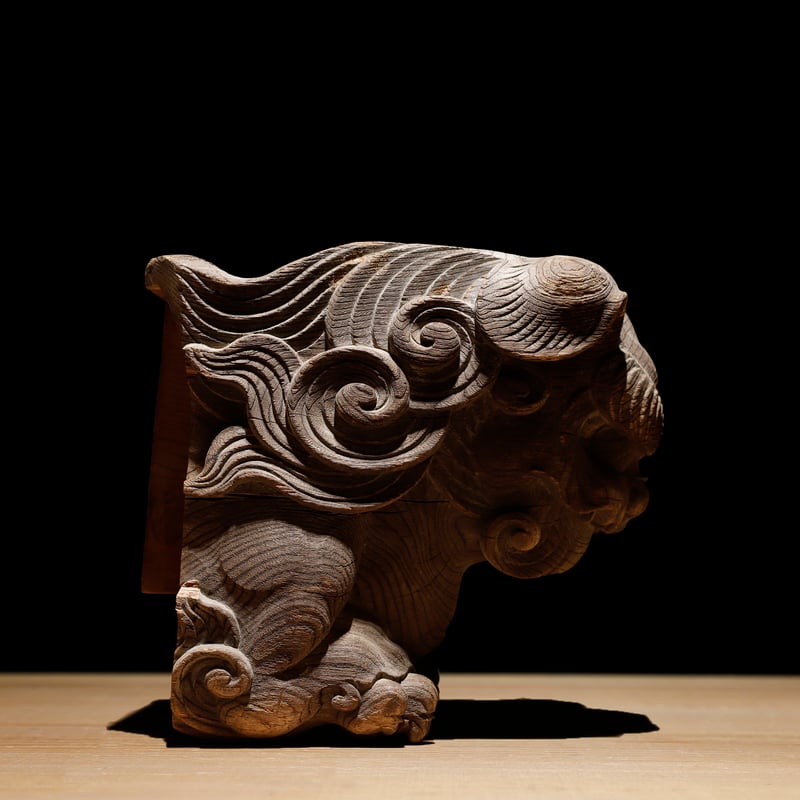 【 木彫玉獅子 元～明代 】　木鼻/柱頭　鑑定蝋印付　中華古玩　　L0205C 木彫玉獅子 元～明代 】 木鼻/柱頭 鑑定蝋印付 中華古玩 L0205C