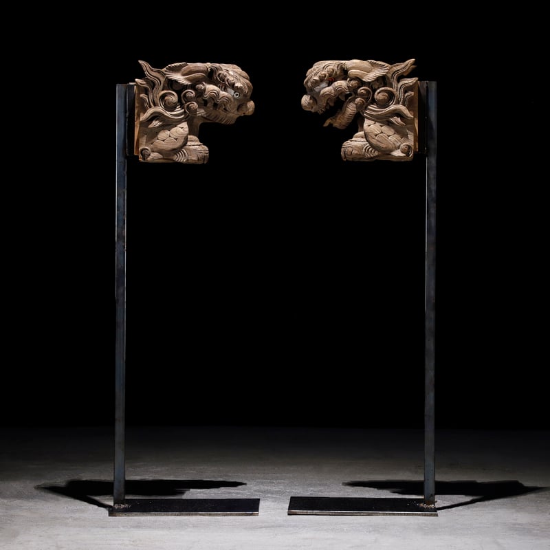 狛犬獅子 木鼻 阿吽 | 古物屋 壱両