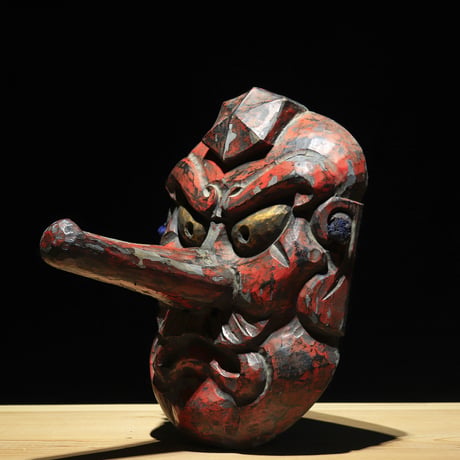 天狗 面 木彫