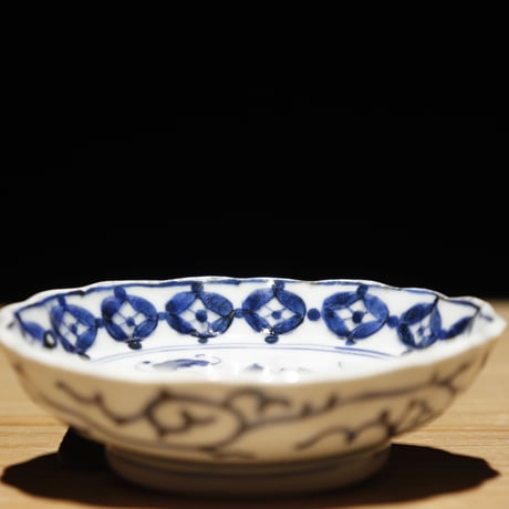 江戸期 染付小皿 蝙蝠