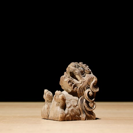 獅子頭 阿吽 木彫 江戸期