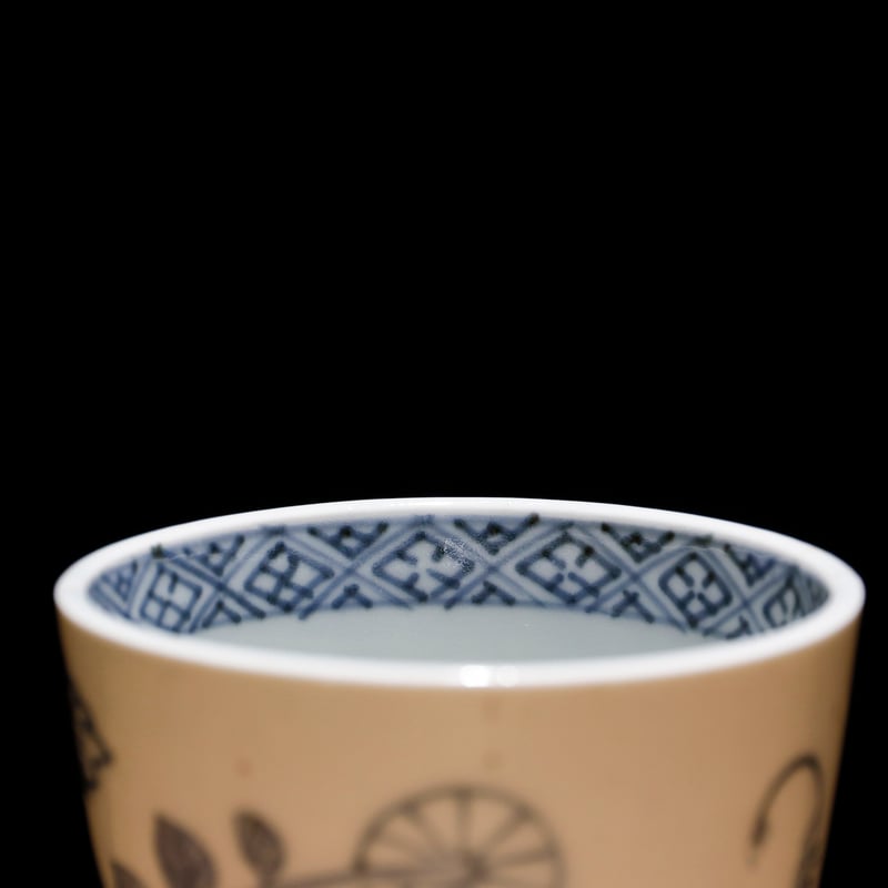 蕎麦猪口 染付 蝙蝠柄 江戸期 | 古物屋 壱両