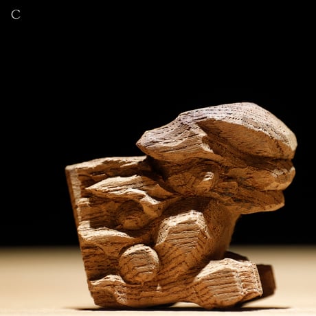 獅子頭 阿吽 木彫