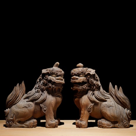 獅子と狛犬 陶人形 古美術 古道具 アンティーク 獅子 狛犬