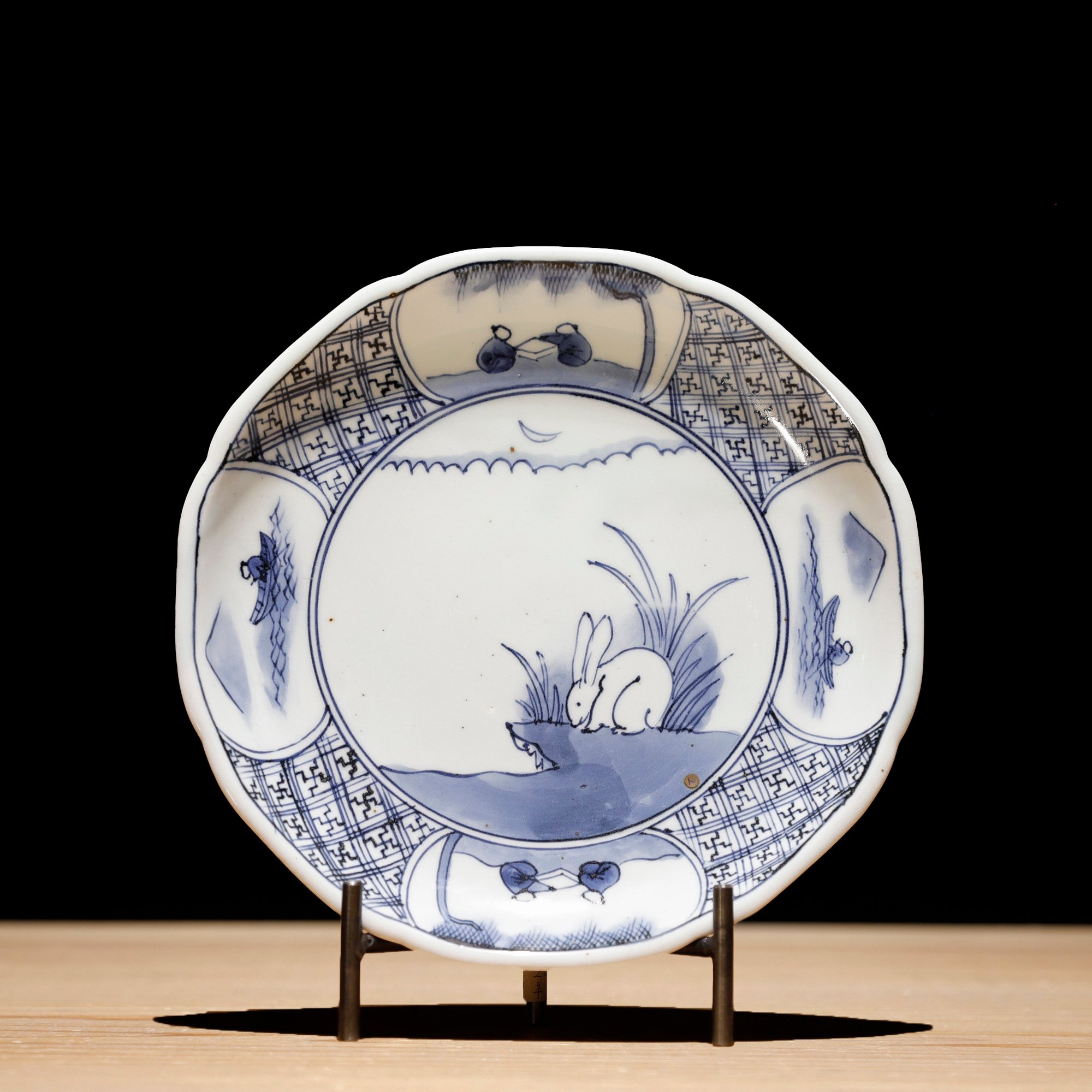 初期伊万里江戸期　月と兎 陶器 皿 和食器 original