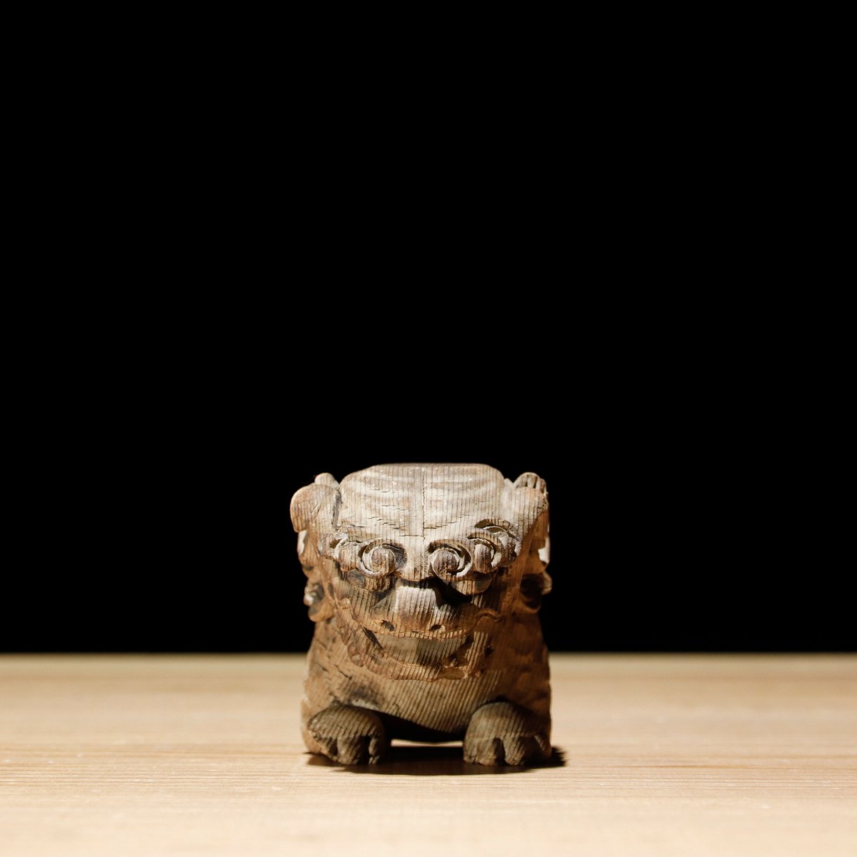 蔵c6918】古民藝 木彫 獅子頭 江戸時代