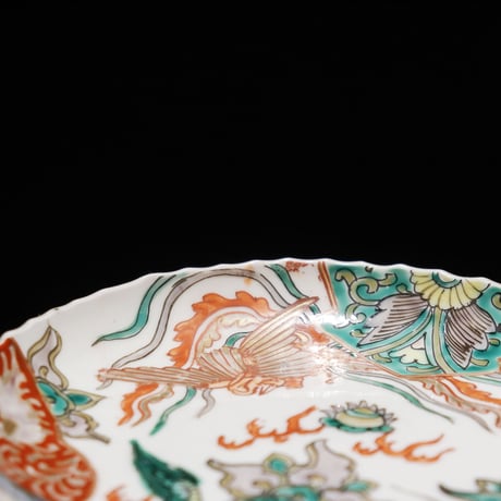 明治初期 色絵皿 鳳凰 龍