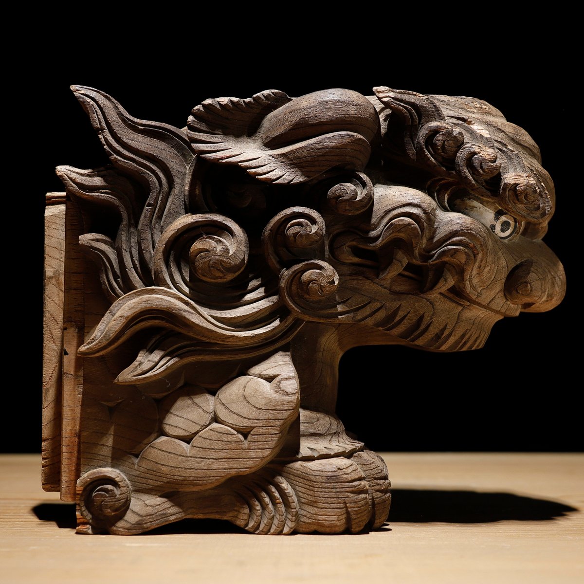 木鼻獅子彫刻現状品寺院仏閣だんじり欄間木彫りアンティーク