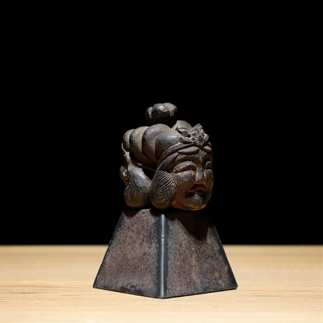 木彫仏頭 毘沙門天 弁財天