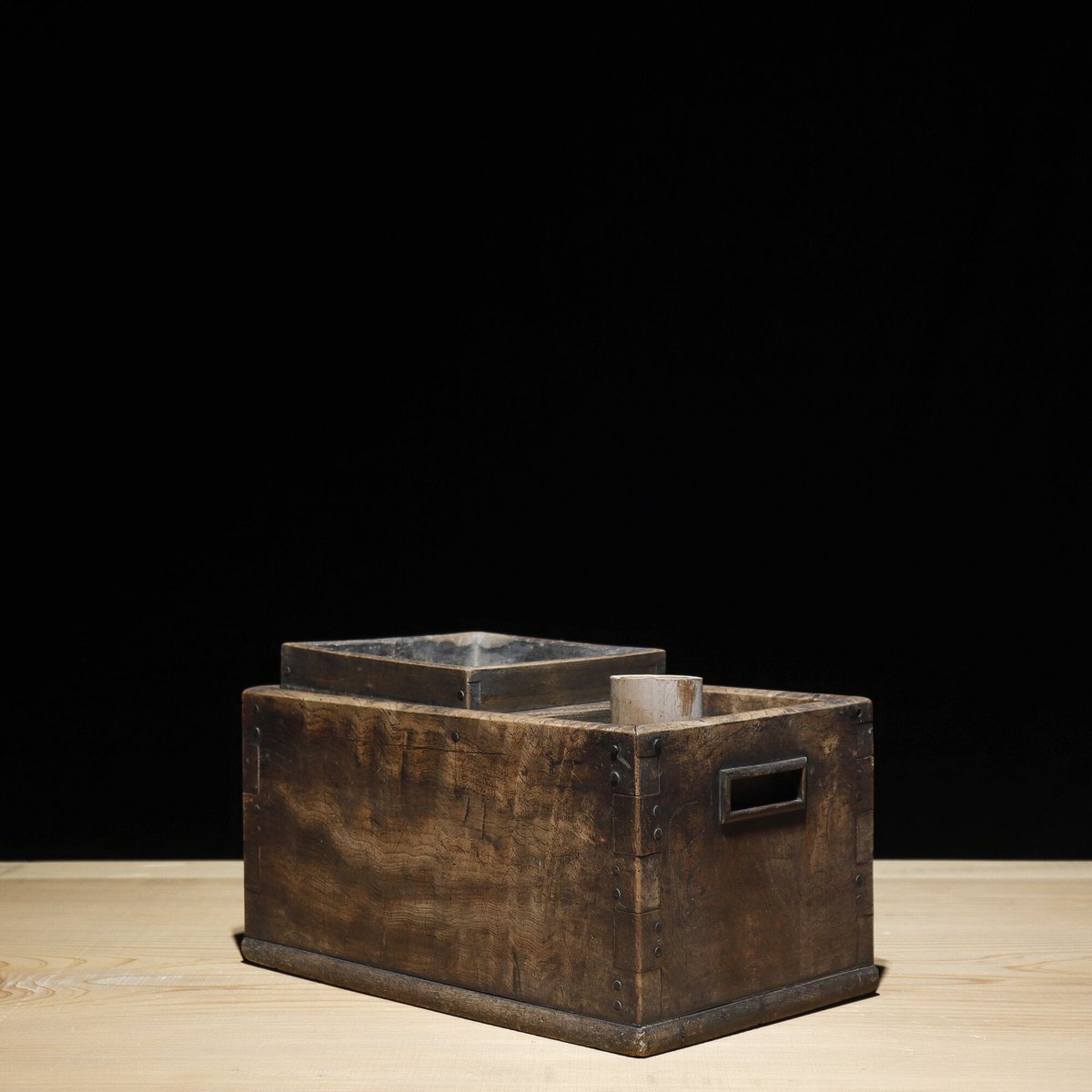 銀製三越 煙草具煙草盆内唐木煙草入小箱喫煙具小物入アンティーク