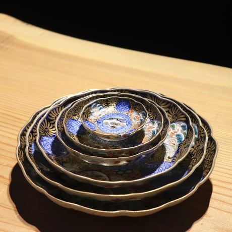 古伊万里 染付色絵皿 12種10組