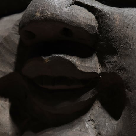 面 おかめ 木彫
