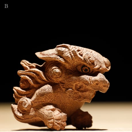 獅子頭 阿吽 木彫
