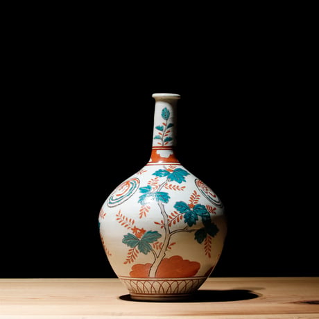 白磁色絵 徳利 江戸中期