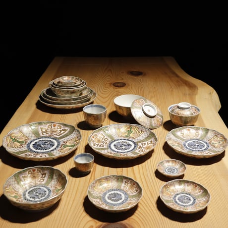古伊万里 染付色絵皿 11種10組