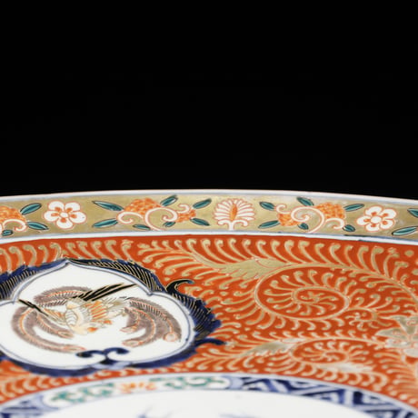 江戸幕末 古伊万里 色絵大皿 二枚セット 木箱付
