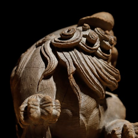 獅子 玉眼 木鼻 吽