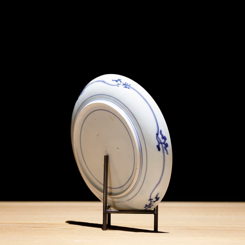 古伊万里 染付 朝顔の図 6寸皿 江戸中期 A889AS-BGp 古伊万里 染