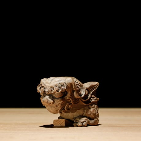 獅子頭 阿吽 木彫 江戸期