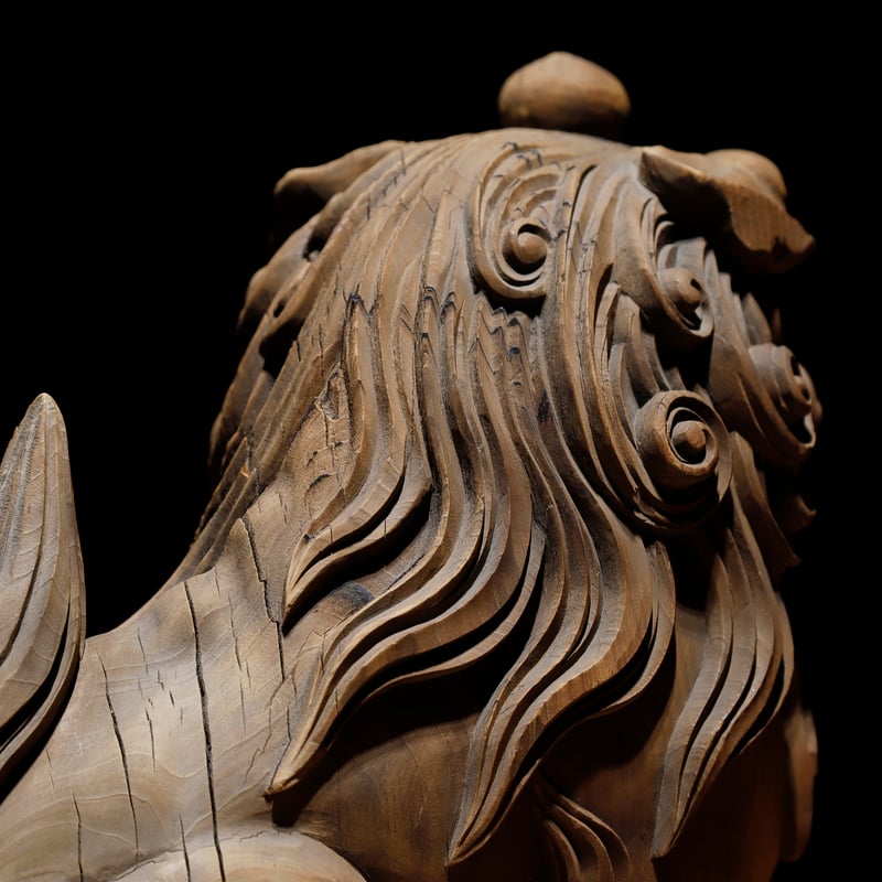 阿吽 木彫狛犬獅子 江戸期 | 古物屋 壱両