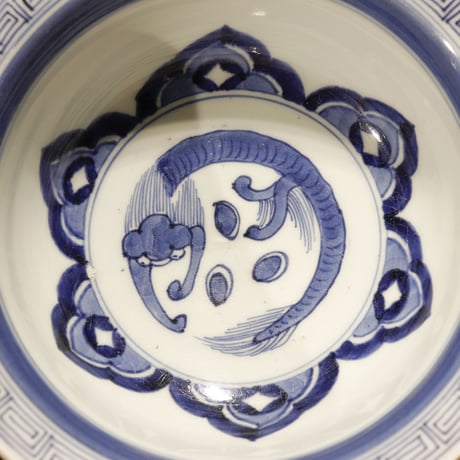 江戸期染付 蝙蝠柄 鉢