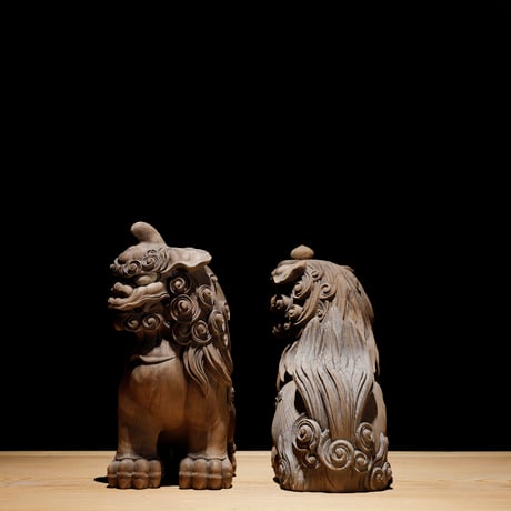 阿吽 木彫狛犬獅子 江戸期