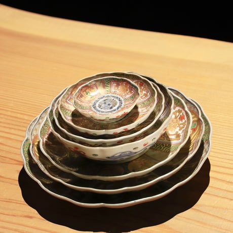 古伊万里 染付色絵皿 11種10組