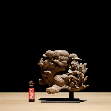 獅子 玉眼 木鼻 吽