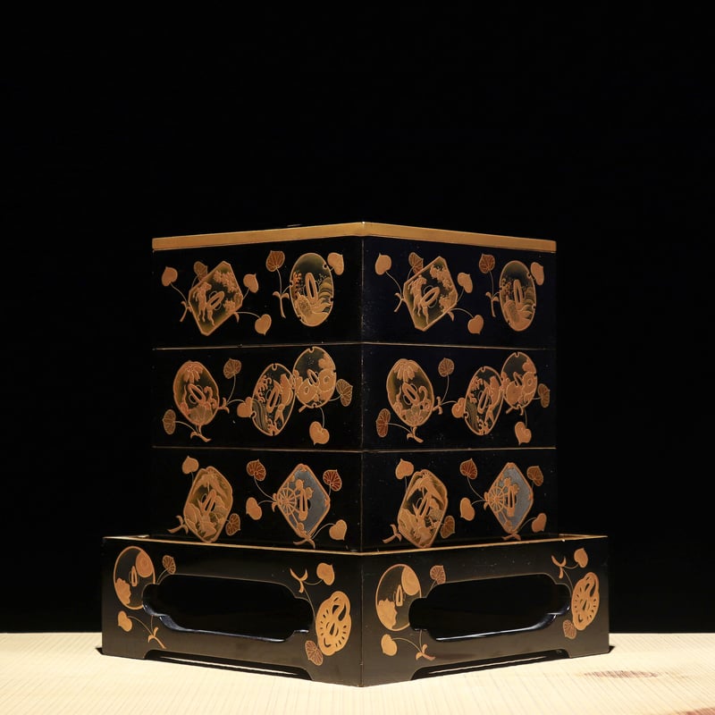 漆重箱 匠重（一段重箱） 総朱/黒内朱 木製 漆塗り 12-14805/14806 漆器