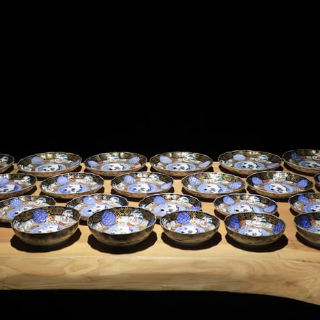 古伊万里 染付色絵皿 12種10組