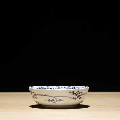 江戸中期 染付 膾皿 蛸唐草柄