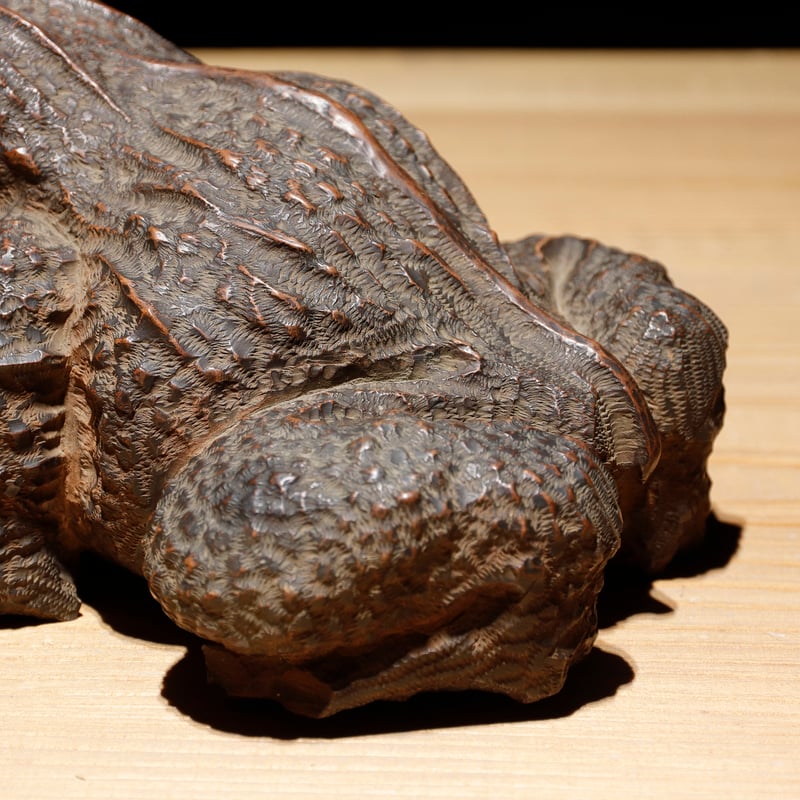 蛙 木彫 在銘 | 古物屋 壱両