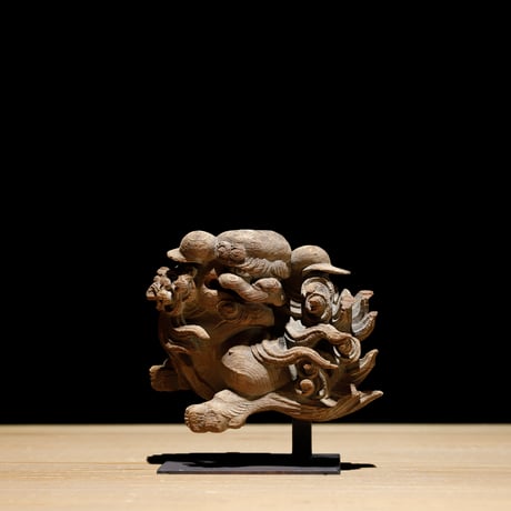 獅子 玉眼 木鼻 吽