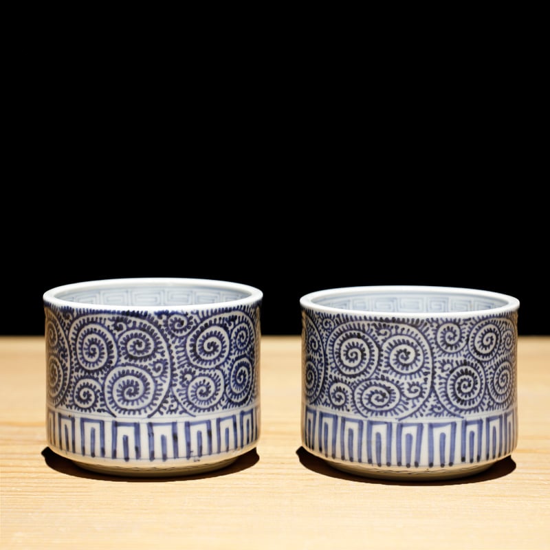 煙草盆 染付 蛸唐草文 | 古物屋 壱両