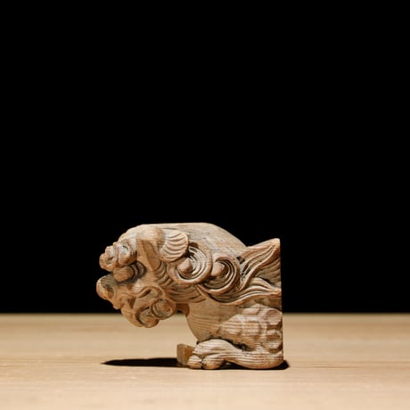 獅子頭 阿吽 木彫 江戸期