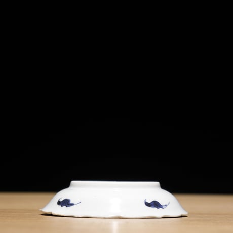 江戸幕末 染付小皿 蝙蝠柄