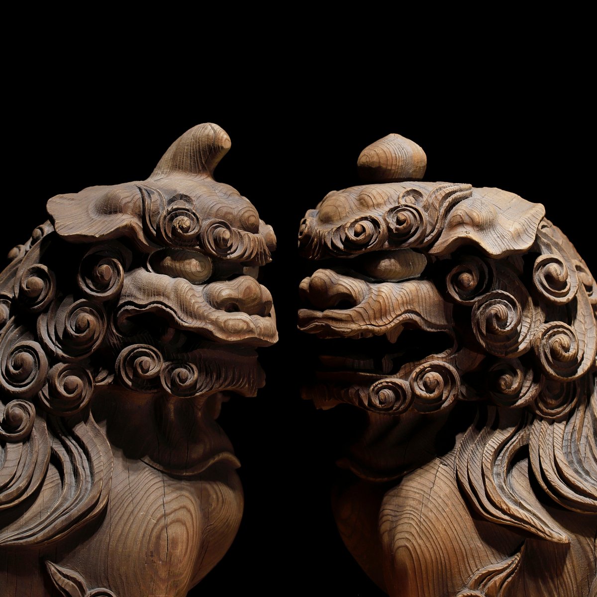 阿吽 木彫狛犬獅子 江戸期 | 古物屋 壱両 阿吽 木彫狛犬獅子 江戸期 | 古物屋 壱両