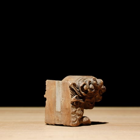 獅子頭 阿吽 木彫 江戸期