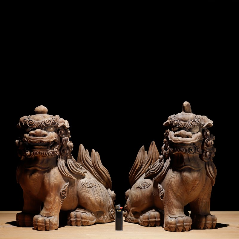阿吽 木彫狛犬獅子 江戸期 | 古物屋 壱両 阿吽 木彫狛犬獅子 江戸期 | 古物屋 壱両